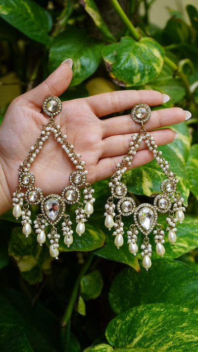 Kundan Teardrop Chaandbali Earrings