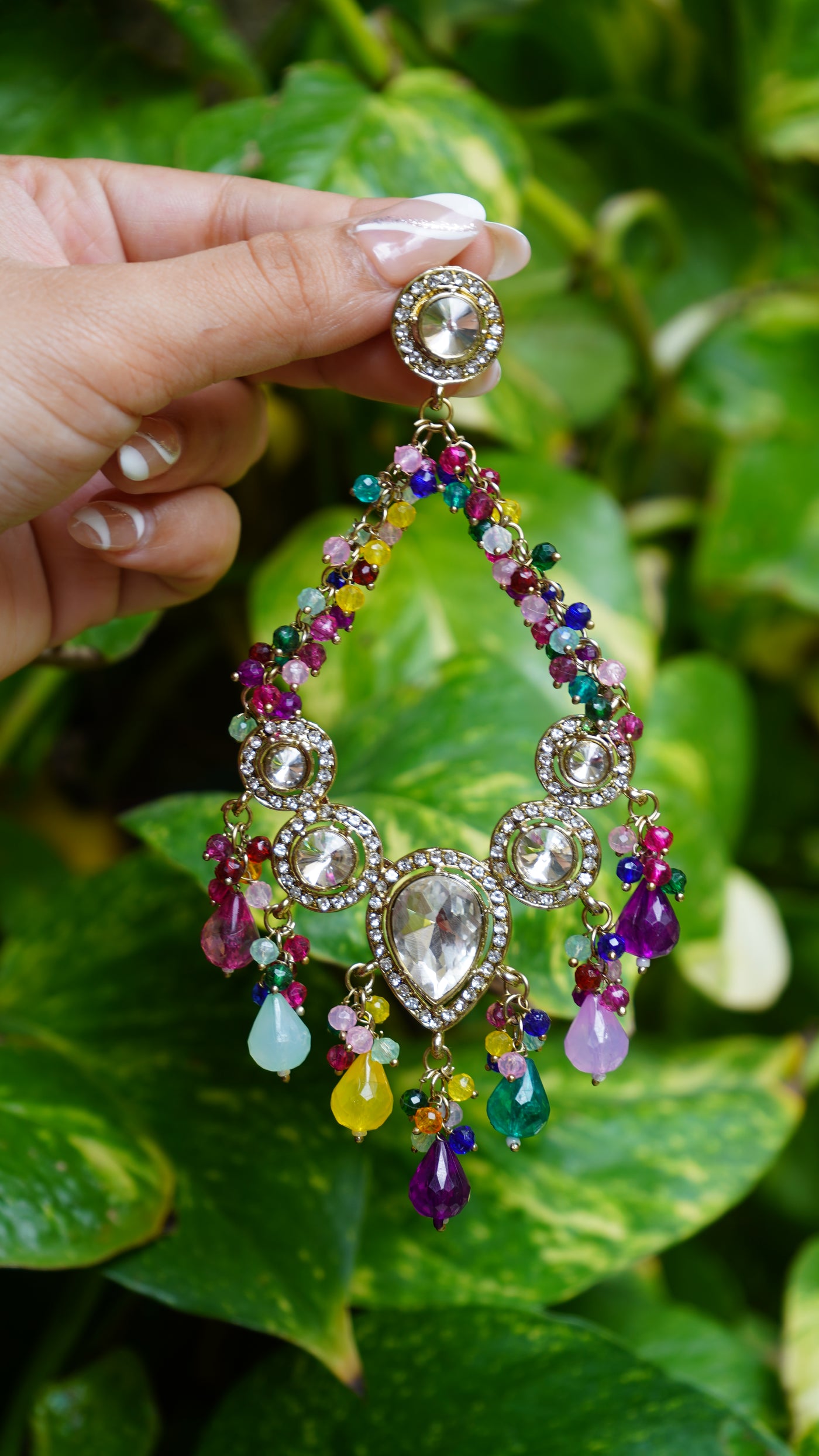 Kundan Teardrop Chaandbali Earrings