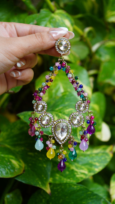 Kundan Teardrop Chaandbali Earrings