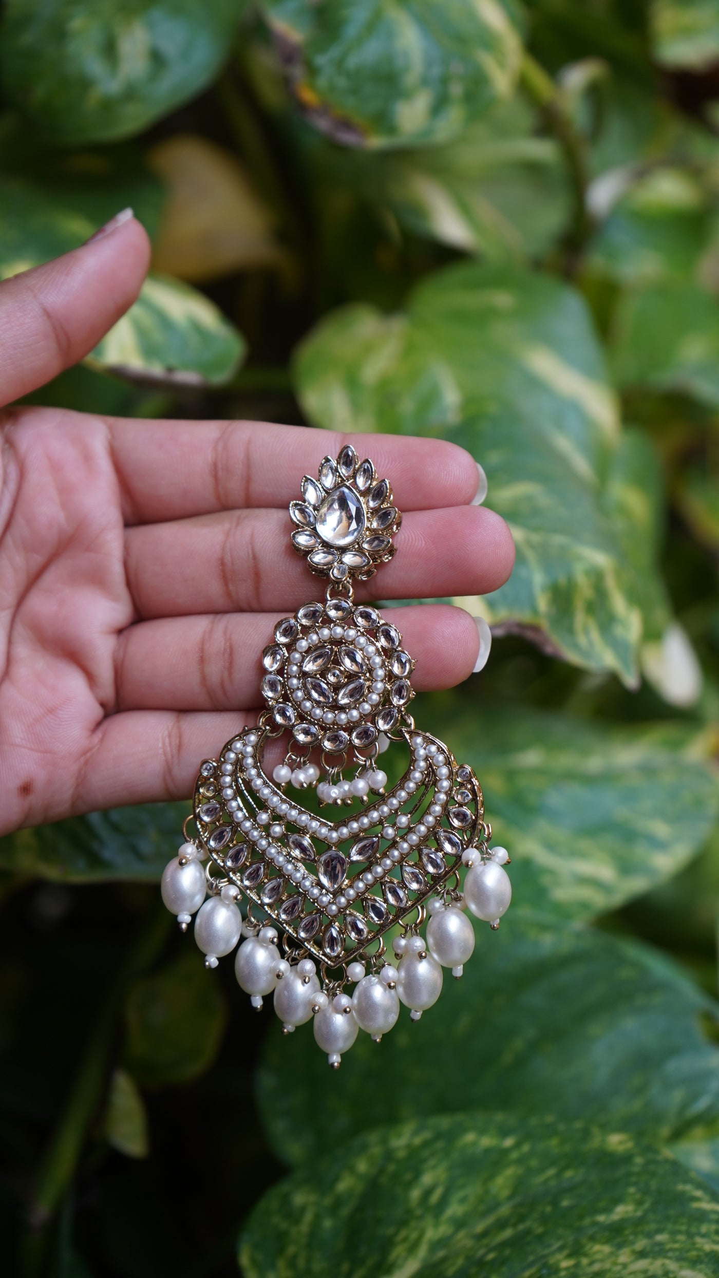 Kundan Teardrop Crown Danglers