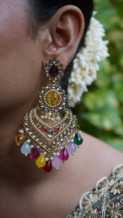 Ethnic festive earrings for women – chandbali design with pearl accents