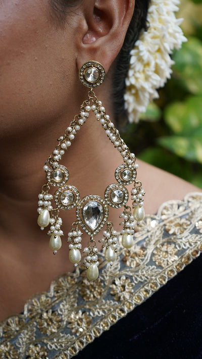 Kundan Teardrop Chaandbali Earrings