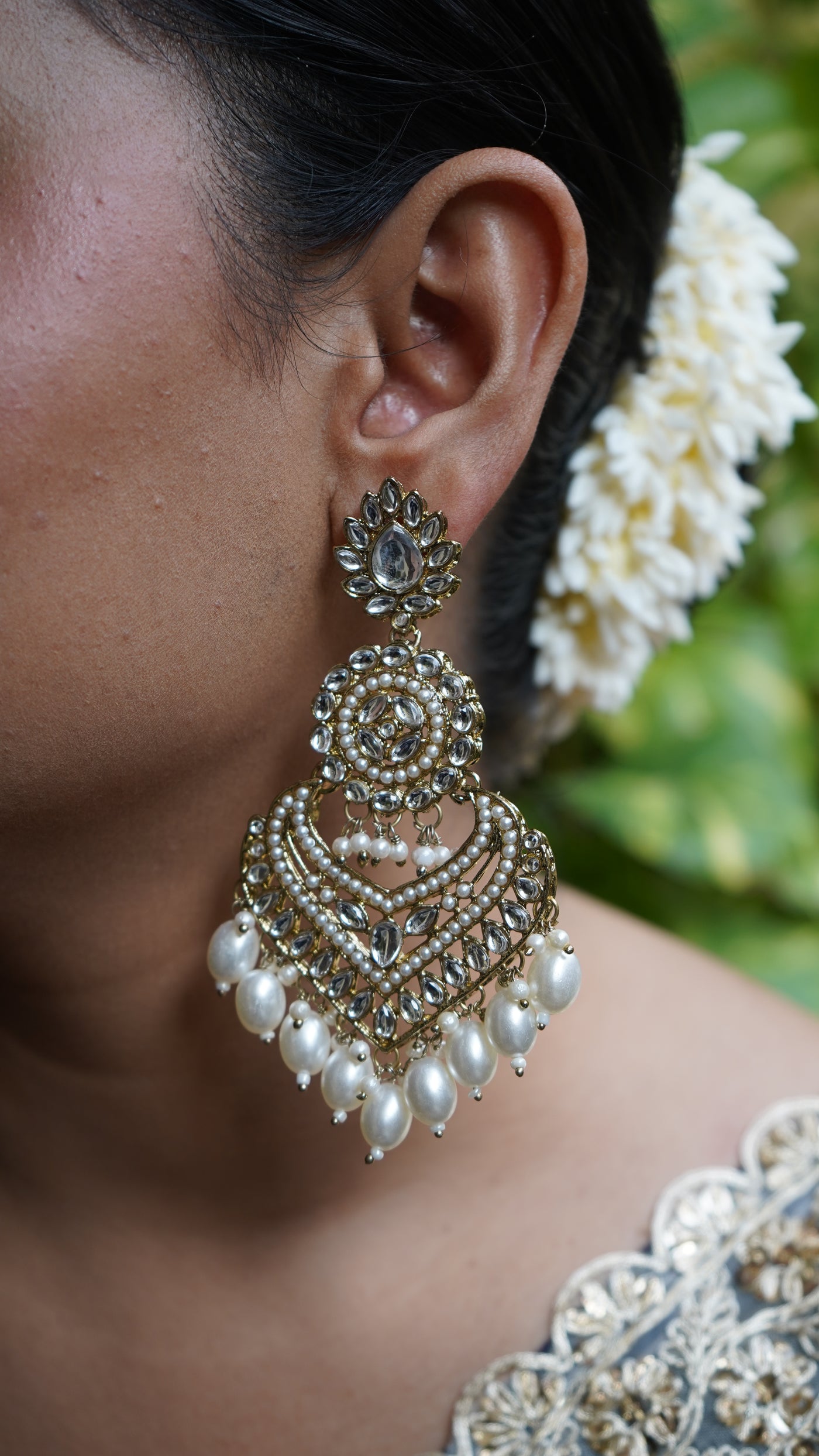 Kundan Teardrop Crown Danglers