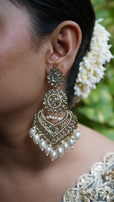 Kundan Teardrop Crown Danglers