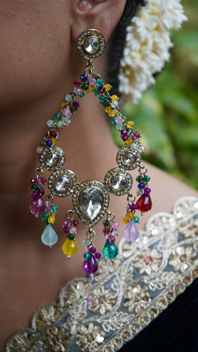 Kundan Teardrop Chaandbali Earrings