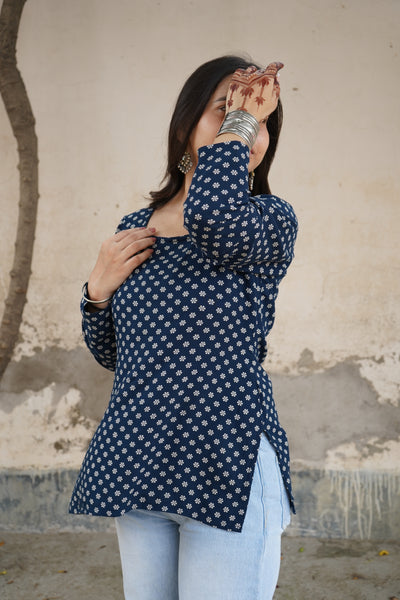 Indigo Blue Short kurti