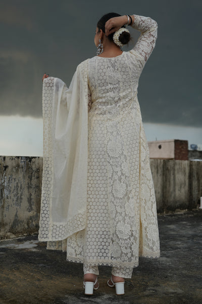 Mehar White Anarkali kurta set
