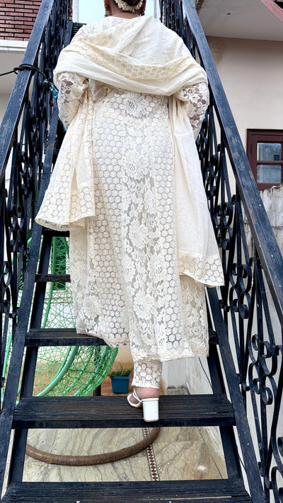 Mehar White Anarkali kurta set